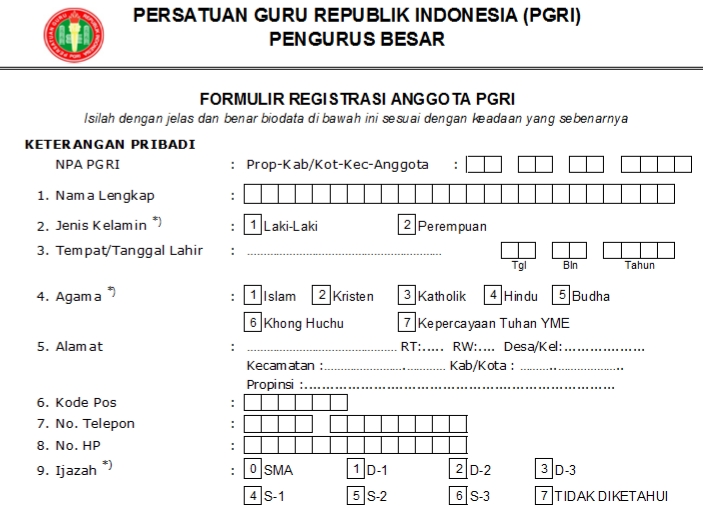 Pendaftaran PGRI Gunungputri - Persatuan Guru Republik Indonesia Cabang Gunungputri